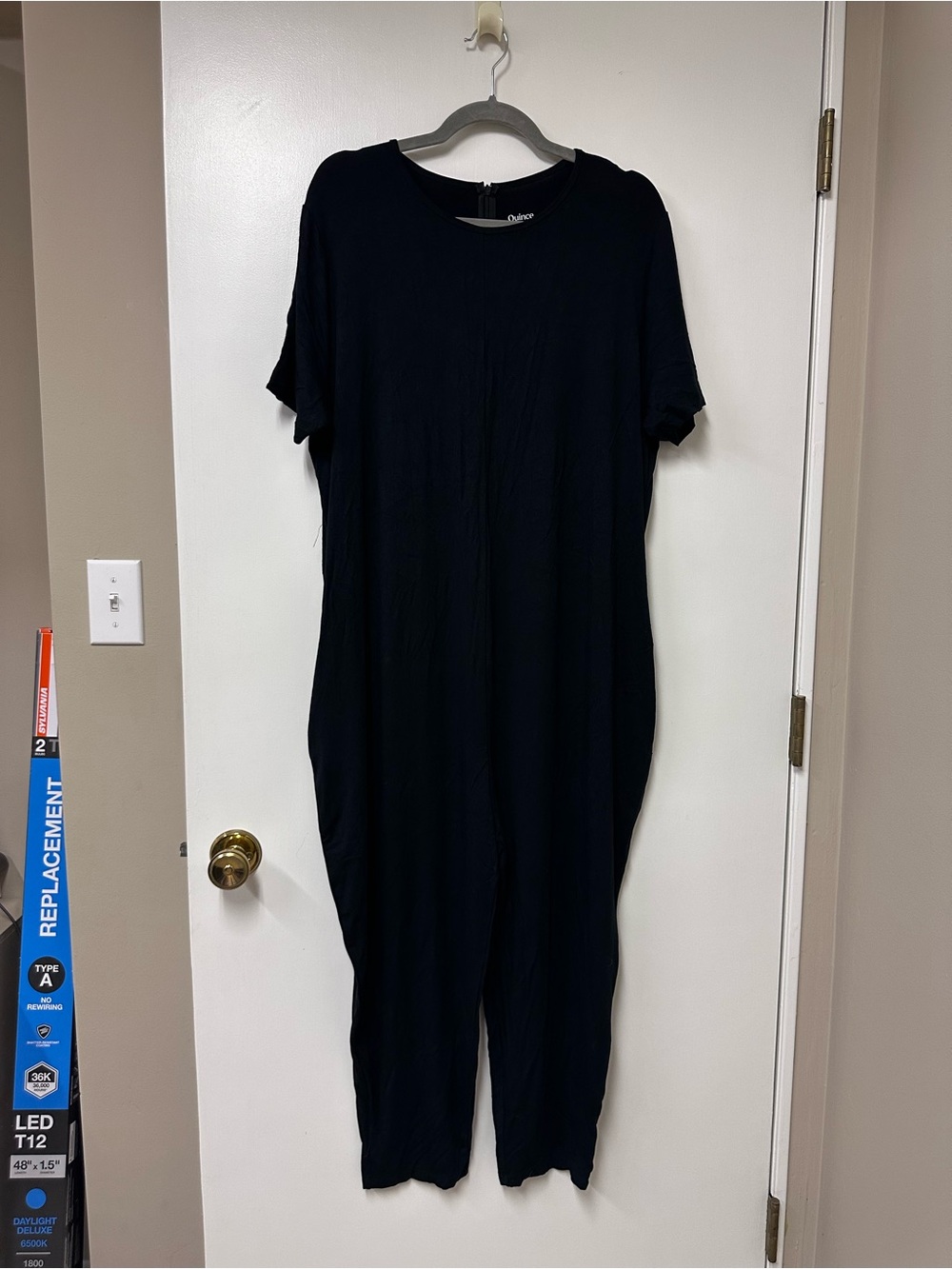 Maternity Quince Black Short-Sleeve Jumpsuit